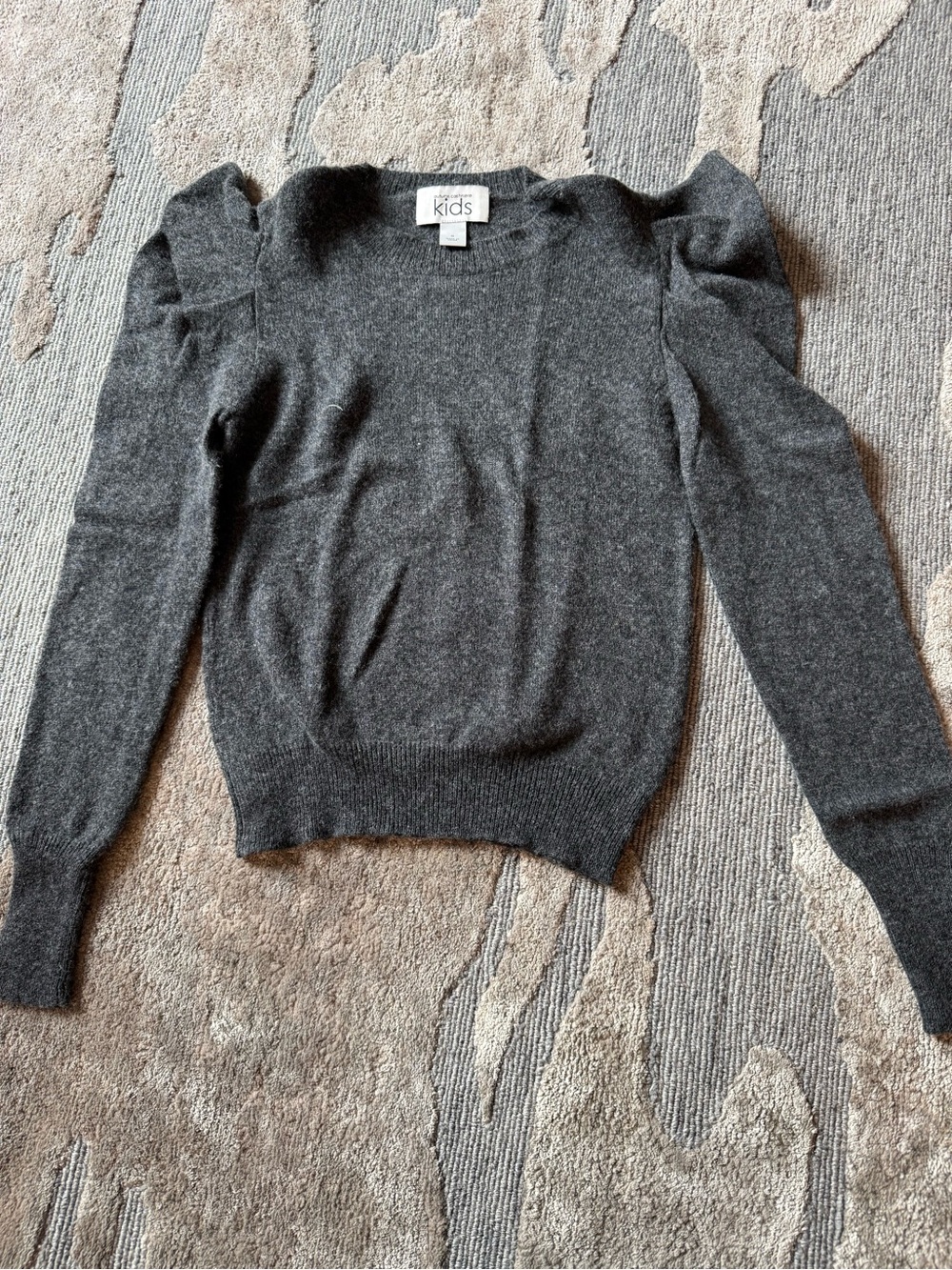 Autumn Cashmere Kids Grey Puff-Shoulder Sweater - kids sz 8